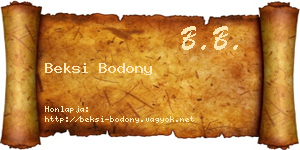 Beksi Bodony névjegykártya